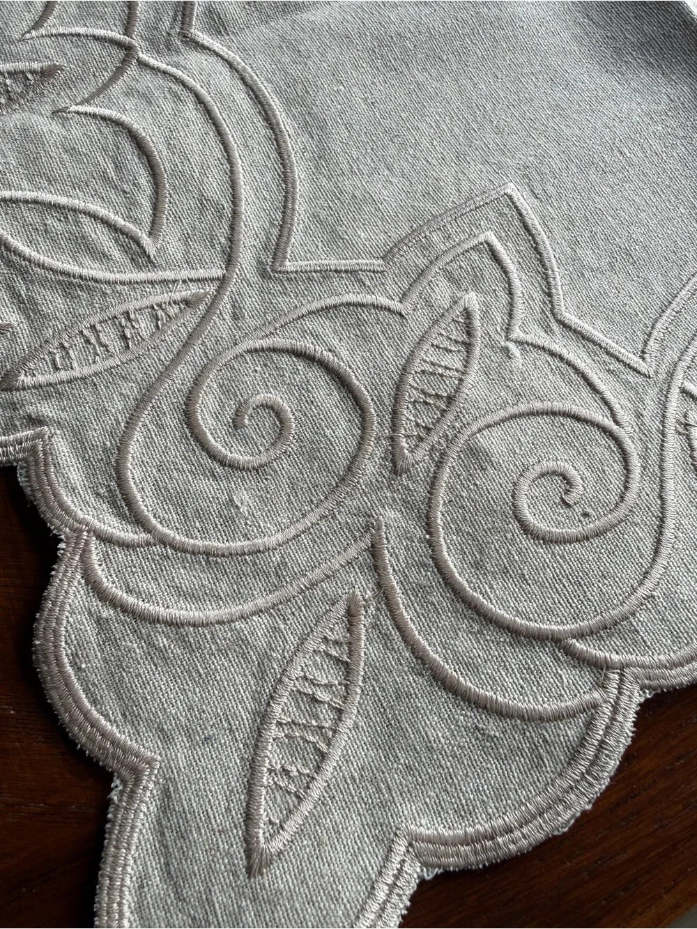 Classic Cream Embroidered Placemats and Napkins Set - Home Dining